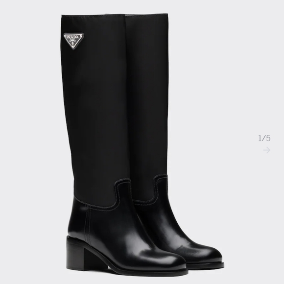Prada Nylon and Leather Knee-high Boots - Picture 1 of 4